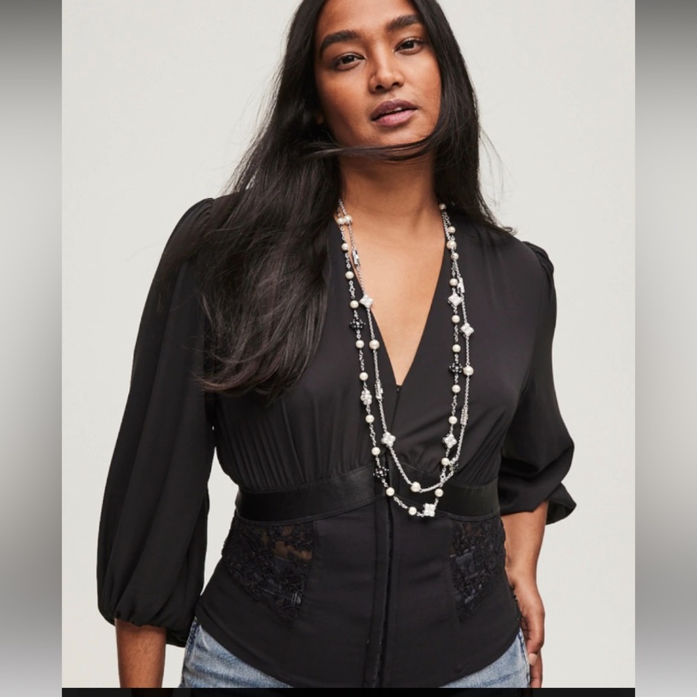 Lace Inset Corset Blouse NWT